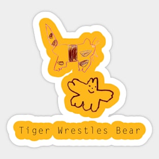 Tiger Wrestles Bear Sticker